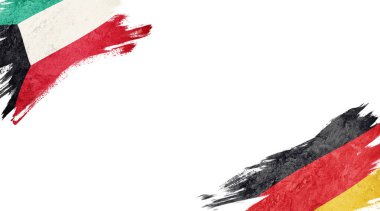 Beyaz Arkaplanda Kuveyt ve Almanya Bayrakları